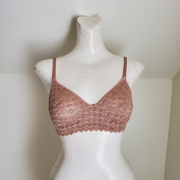 Olga Floral Lace Underwire Nude Neutral Beige Bra size 36B - Picture 1 of 8